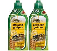 BSI - Attractif Puissant - Pour Piège A Guêpes Et Frelons - Adapté Aux Frelons Asiatiques - Naturel - 1L, Vert/Jaune, Translucide (Lot de 2)