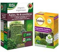 BSI Engrais pour Bio Haie/If/Conifère 40 m & SOLABIOL SOCONY15 Engrais Conifères et Arbustes d'ornement 100% Organique | Action Longue Durée, 1,5 Kg