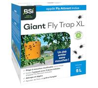 BSI - Piège A Mouches - Grand Format - Attrape Et Digère des Milliers d'Insectes - avec 16 (10+6 p) Attractifs - Naturel - 5L - Prêt A l'emploi - Réutilisable