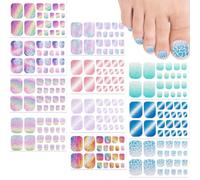 BSITSSS 11 Feuilles Stickers Ongles Pied, Arc-En-Ciel Scintillant Autocollant Ongle, Brillant Nail Art Sticker Adhésif avec 11 Pièces Limes à Ongles Pour Femme Fille