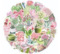 BSITSSS 150 Pièces Stickers Scrapbooking Été Printemps, Rose Vert Autocollant Scrapbooking, Cute Caricature Stickers Aesthetic pour DIY Bullet Journal Album Photo Artisanat Cahier