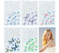 BSITSSS 5 Feuilles Strass Autocollant Visage,Papillon Tatouage Temporaire, Autocollants Décoratifs Bijoux de Visage Maquillage pour Festival Tatouages Temporaires