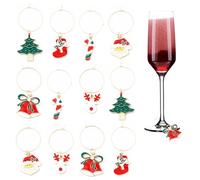 BSITSSS Lot de 12 Breloques de Noël pour Verre à Vin, Verre de Noel Charms, Champagn Cocktail Étiquettes D'identification pour Verres à Pied Party Favors