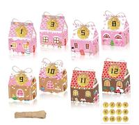 BSITSSS Lot de 12 Calendrier de L'avent Vide a Remplir Soi Meme 2025, Noël Boite Cadeau Vide Avec Autocollants Numérotés pour DIY Cadeau Noel Décoration Bonbons Biscuits Chocolats