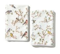 BSITSSS Lot de 2 Torchons de Cuisine Fleurs Oiseaux, Torchon Microfibre Vaisselle 40 x 60 cm, Oiseaux Fleur Essuie Main Cuisine Super Absorbant pour Crémaillère Décoratif Saisonnier Cadeaux