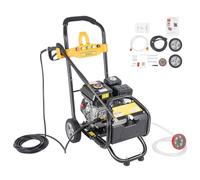 BSJAHTOP Nettoyeur de surface à essence 4 temps 7,5 HP avec 5 buses, 3400 | Machine à laver portable 2465 PSI avec lance de nettoyage et tuyau de 8 m pour le nettoyage des sols, des plantes