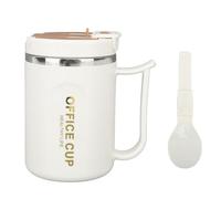 BSLSVGE Tasse à café isolée en acier inoxydable 304, double couche, anti-brûlure, avec poignée, couvercle, cuillère, capacité de 500 ml, anti-fuite, pour le bureau, les voyages, la maison (Café)