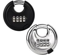 bssmmai Lot de 2 cadenas à combinaison, serrure à 4 chiffres, cadenas rond en U résistant aux intempéries pour entrepôt, hangar, unité de stockage, épaisseur de l'anse 10 mm, 70 mm