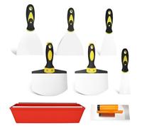 bssmmai Lot de 8 spatules en acier inoxydable avec poignée en silicone - Comprend une spatule large, une spatule à papier peint et une boîte à spatule de 35,5 cm de long