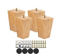 Bssowe Pieds Meuble Bois, Pieds Soutien Meuble, Lot De 4 Pièces 6cm | Forme Carrée Conique, Patins Antidérapants Silencieux, Kit Fixation Complet, Adapté Canapé, Lit, Commode Et Armoire