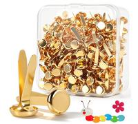 BSTDAYEVER Attache Parisiennes Mini Brads 200pcs Métal Ronde Brads 8X18mm | Métal Attaches Broches Fendues Antirouille und Sûr pour I'école Bureau Lettres Travaux Manuels Scrapbooking