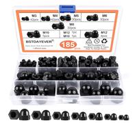 BSTDAYEVER Ecrou Borgne Hexagonal Écrou Protection Hexagonal Nylon 185pcs | M3/M4/M5/M6/M8/M10/M12 Forme Haute Hexagonale Capuchon D'écrou Antirouille et Solide pour Vis Boulons Filetés