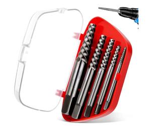 BSTDAYEVER Extracteur de Vis Cassée Tourne a Gauche Extracteur Acier 5Pcs | Kit D'extracteur de Vis Cassé Extracteurs à Gauche avec Boîte de Rangement pour Enlever Cassées Coincées