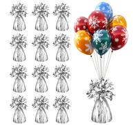 BSTDAYEVER Poids Ballon Helium Cône de Poid de Ballon Feuille L'hélium 12Pz | Supports de Ballons Métalliques 150g/pc Argent Pendentif Dorés pour Ballons D'anniversaire de Mariage Célébrations Décoratio