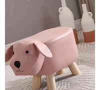 BSTiltion Tabouret en bois pour enfants - Motif dessin animé - Confortable - En forme de petit chien - Pour la maison et la maternelle - 1 pièce - Rose