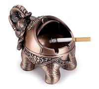 BSTKEY Cendrier coupe-vent vintage avec couvercle - Cendrier en métal avec éléphant, bronze rouge