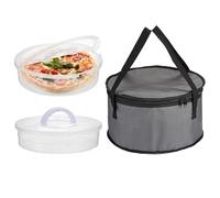 BSTKEY Lot de 2 boîtes de rangement alimentaire avec 1 sac de transport isotherme - Rond et transparent - Boîte de rangement réutilisable pour gâteau au fromage avec couvercle