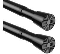 BSYXLSX 2 Pack Tringle Rideau Extensible Sans Percage, Dimensions 70-120cm, Barre Rideau Télescopique Monobloc,Sans Assemblage Noir (Diamètre 22 mm)