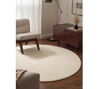 BT Carpet Wolly Tapis Rond - Tapis de Salon en Tissu Plat à Poils Courts Aspect Laine Skandi Skandi Salle à Manger, Salon, Chambre d'enfant, Chambre à Coucher, crème, 133 cm