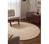 BT Carpet Wolly Tapis Rond - Tapis de Salon en Tissu Plat à Poils Courts Aspect Laine Skandi Skandi Salle à Manger, Salon, Chambre d'enfant, Chambre à Coucher, crème, 133 cm