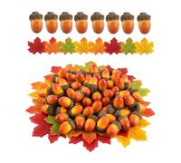 BTACGWP Glands Décoratifs Artificiels Lot de 50+50 fausses feuilles d'érable | Teinte Beige Naturel | Design Réaliste & Durables | Idéal Pour Centres De Table Automnaux(Halloween/Thanksgiving)