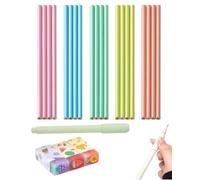 BTACGWP Kit Papeterie Kawaii Enfants : 20 Crayons 5 Couleurs, 3 Gommes Pastèque/Raisin/Orange, 1 Prolongateur Siliconé Vert | Confort Ergonomique Anti-Fatigue & Bonne Posture Pour Devoirs Primaire