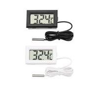 BTACGWP Lot de 2 Thermomètres Numériques à Sonde (Noir/Blanc) | Sonde Externe Longue pour Frigo, Congélateur, Aquarium