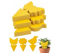 BTACGWP Pièges Jaunes 30Pcs, Support Plastique Imperméable Non-Toxique, Motifs Papillon/Tournesol, Anti-Moucheron & Protection Plantes Intérieur