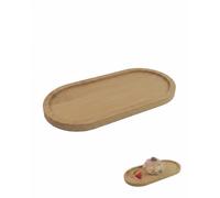 BTACGWP Plateau Bambou Ovale, 1 Pièce 9,5×19,5×1 cm, Plateau en Bois Lisse et Antidérapant, Facile à Nettoyer, Idéal pour Fruits, Collations, Petit-Déjeuner et Service de Table