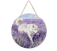 BTCOWZRV Décoration murale ronde en bois avec loups et fleurs - Style rustique vintage - Fait à la main - Décoration murale d'intérieur pour chambre à coucher, salon, ferme, salle de bain