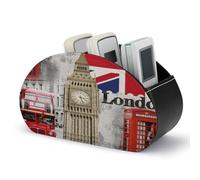 BTCOWZRV London Big Ben Support de télécommande en cuir avec 5 compartiments pour télécommande TV multifonction