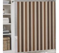 BTCOWZRV Rideau de douche d'hiver imperméable à rayures marron - Rideau de douche lavable en tissu moderne minimaliste pour la maison - Rideau de salle de bain avec 12 crochets - 183 x 183 cm