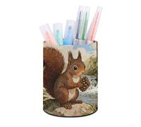 BTCOWZRV The Squirrel's Foraging Diary Porte-stylo élégant minimaliste en cuir synthétique Organiseur de bureau rond élégant pour bureau, coiffeuse, décoration d'intérieur, cadeau