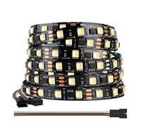 BTF-LIGHTING 5050SMD WS2814 IC RGBW 4in1 Bande LED Adressable RGB+Blanc Chaud 5M 60LEDs/m DC12V PCB Noir IP30 Non étanche Dreamcolor pour Décoration intérieure DIY-Project(Bande seulement)