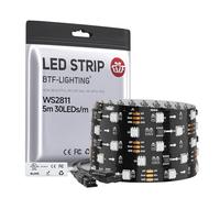 BTF-LIGHTING Bande LED WS2811 IC=RGB IC adressable Dream Color 5M 30LEDs/m 10Pixels/m 150LEDs 50pixels Non-étanche Ruban LED PCB noir Flexible DC12V Effet de poursuite pour la décoration de la maison