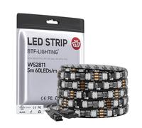 BTF-LIGHTING Bande LED WS2811 IC=RGB IC adressable Dream Color 5M 60LED/m 20Pixels/m 300LEDs 100pixels Etanche IP65 Ruban LED PCB noir Flexible DC12V Effet de poursuite pour la décoration de la maison