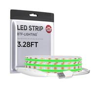 BTF-LIGHTING Dimmable USB FCOB COB Vert Bande LED 1M 320LEDs Haute Densité 5V Flexible Ruban LED Lumière Ultra Bright CRI90+ pour Rétroéclairage TV Salon, Cuisine, Bureau Gamer, Décoration DIY