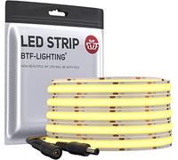 BTF-LIGHTING FCOB COB Bande LED flexible haute densité uniforme 8W/m 5m 336LED/m DC 12V Blanc naturel 4000K CRI 90 + 8 mm de largeur à intensité variable pour intérieur (sans adaptateur ni contrôleur)