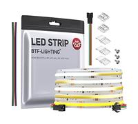 BTF-LIGHTING FCOB COB Ruabn LED WS2811 IC RGB 3M 576LEDs/m IP30 24V 12mm | Bande LED 3m Adressable Parcours Lumineux Flexible Haute Densité LED pour chambre, cuisine, rétroéclairage TV. Bande seule.