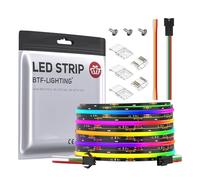 BTF-LIGHTING FCOB COB SPI RGB Bande flexible de LED haute densité COB WS2811 IC Ruban lumineuse 5M 720LEDs/M DC12V Noir PCB IP30 Chasing Colour Pour l'intérieur(Sans contrôleur ni alimentation)