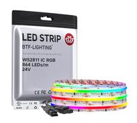 BTF-LIGHTING FCOB COB WS2811 IC RGB Bande LED Adressable DC24V 3m 864LEDs/M 26W/M 12mm Blanc PCB Parcours Lumineux Flexible Haute Densité LED IP30 NON étanche pour l'intérieur(Bande uniquement)