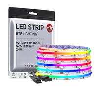 BTF-LIGHTING FCOB COB WS2811 IC RGB Bande LED Adressable DC24V 5M 576LEDs/M 16W/M 10mm Blanc PCB Parcours Lumineux Flexible Haute Densité LED IP30 NON étanche pour l'intérieur(Bande uniquement)