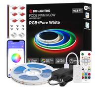 BTF-LIGHTING FCOB RGBW LED Kit 5M 896LEDs/m Blanc PCB dc24v IP30 non étanche LED bande lumineuse RGB+blanc chaud LED avec SP544E 2.4GHz wifi PWM rgbw Contrôleur pour bricolage décoration de la maison