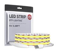 BTF-LIGHTING Ruban LED FCOB COB 4000K Dimmable USB 1M 320LEDs 5V CRI90+ 8mm | Bande LED 1M USB Flexible Haute Luminosité Densité Blanc Naturel 4000K pour Rétroéclairage TV Salon,Cuisine,Bureau Gamer,DIY