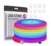 BTF-LIGHTING Ruban LED Néon WS2811 IC RGB 5M 50LEDs/m 5V IP67 adressable | Bande LED 5M néon 360° Ronde et flexible effet chasing pour décoration maison, rétroéclairage TV, jeux et fête. Bande seule.