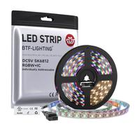 BTF-LIGHTING Ruban LED SK6812 IC RGBW 5M 60LED/m 4000K DC12V PCB Blanc IP67 | Bande LED 5M SK6812 RGBW 4 en 1 LED adressable RGB+blanc naturel effet Dreamcolor Chasing pour décoration DIY.Bande seule.
