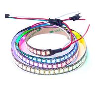 BTF-LIGHTING Ruban LED WS2812B RVB 5050 1M 144LED/m 5V Fils en alliage ECO | Bande LED 1M 144 Pixels PCB Noir adressable individuellement 12mm IP30 pour Cuisine Chambre TV projet DIY (Bande uniquement)