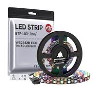 BTF-LIGHTING Ruban LED WS2812B RVB 5050 1M 60LED/m 5V Fils en alliage ECO | Bande LED 1M 60 Pixels PCB Noir adressable individuellement 10mm IP65 pour Cuisine Chambre TV projet DIY (Bande uniquement)