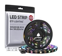 BTF-LIGHTING Ruban LED WS2812B RVB 5050 5M 30LED/m 5V Fils en alliage ECO | Bande LED 5M 150 Pixels PCB Noir adressable individuellement 10mm IP65 pour Cuisine Chambre TV projet DIY (Bande uniquement)
