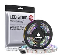 BTF-LIGHTING Ruban LED WS2812B RVB 5050 5M 30LED/m 5V Fils en alliage ECO | Bande LED 5M 150 Pixels PCB Blanc adressable individuellement 10mm IP30 pour Cuisine Chambre TV projet DIY (Bande uniquement)